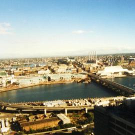 Aerial view of Darling Harbour, 1980s