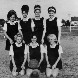 Netball team at Robertson Road playing fields, Centennial Park Sydney, 1960s