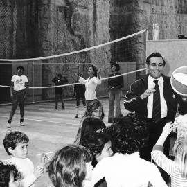 Volleyball game at King George V Memorial Playground, Cumberland Street The Rocks, 1970s