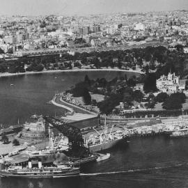 Bennelong Point and Fort Macquarie tram depot, Farm Cove Sydney, 1940s