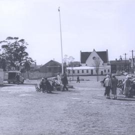 Crowd at flagpole, dedication ceremony, Camperdown Memorial Rest Park Newtown, 1961