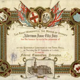 Mayoral Invitation to Federal Convention Delegates and Menu, 1897