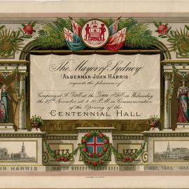 Invitation to the Opening of Sydney Town Hall, 1889