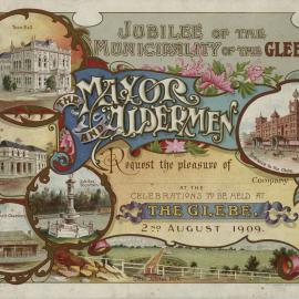 Invitation to attend the Jubilee of the Municipality of The Glebe, 1909