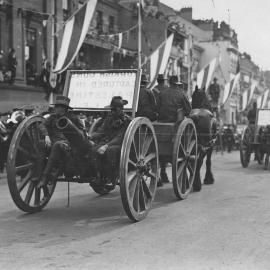 Soldiers and brass band on parade, Victory Day celebrations, 1919