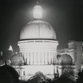Queen Victoria Building (QVB) dome at night, George Street Sydney, 1950s
