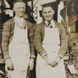 Fruit and Vegetable barrowmen outside stall at Customs House, Circular Quay, 1932