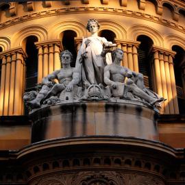 Eastern facade statues of Queen Victoria Building, George Street Sydney, no date