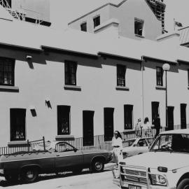 Streetscape with residential buildings, Harrington Street The Rocks, 1989