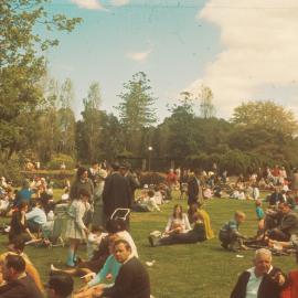 Crowds for Waratah Spring Festival, Hyde Park Sydney, circa 1950s