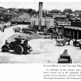 Lunch hour at the Council Depot, Ferry Road Glebe, circa 1935