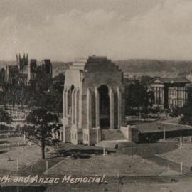 Postcard - Hyde Park and Anzac Memorial, Hyde Park South Sydney, 1930-1939