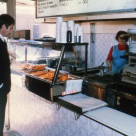 Hot food display at a City lunch bar