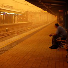Waiting at Central Station during a dust storm, Eddy Avenue Sydney, 2008