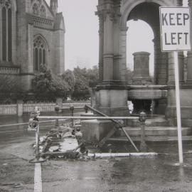 Damage to Frazer Fountain, Prince Albert Road and St Marys Road Sydney, 1967