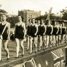 The Brighton Le Sands Team, female lifesavers, Manly Oval, 1938