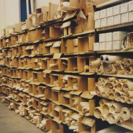 Boxes of rolled building plans