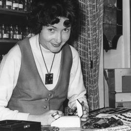Lois Sabine with gemstones, 1970