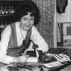 Lois Sabine with gemstones, 1970