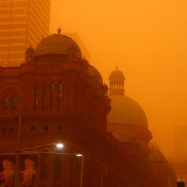 Dust storm - Queen Victoria Building (QVB) and domes, 2009