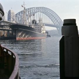 View of the Overseas Passenger Terminal from the ferry wharf at Circular Quay, 1965