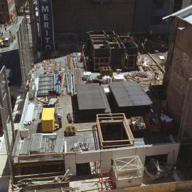 Construction site adjacent to old YMCA, Pitt Street Sydney showing construction materials, 2003