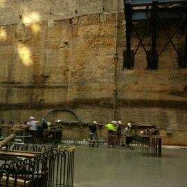 Lobana / Rialto Apartments Construction, Pitt Street Sydney showing workmen laying concrete, 2002