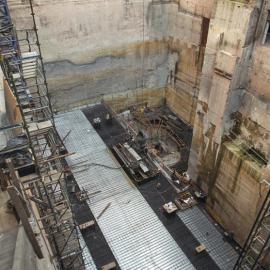 Lobana / Rialto Apartments Construction, Pitt Street Sydney showing workmen in the basement, 2002