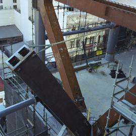 View of steel beams installation,  Cove Apartments The Rocks, 2003