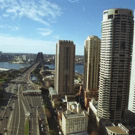 View of completed apartments and Harbour Bridge, Cove Apartments The Rocks, 2003