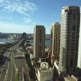 View of completed apartments and Harbour Bridge, Cove Apartments The Rocks, 2003