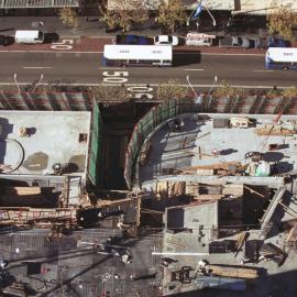 Aerial view of construction at The Village, George Street Sydney, 2005
