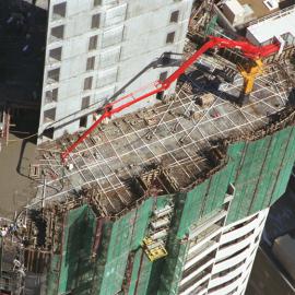 Aerial view of concrete pour. The Village, George Street Sydney, 2006
