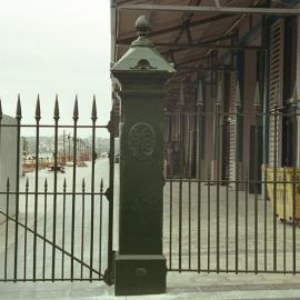 Entrance gate and gatepost at southern end of Woolloomooloo Finger Wharf Redevelopment, 2000