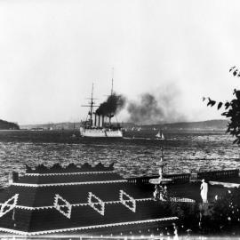 Sydney Harbour and HMS Encounter from Potts Point, circa 1900-1919