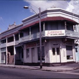 Two corner shops between terraces houses, St Johns Road Glebe, 1970