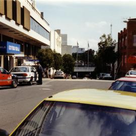 Pelican Street looking towards the air vents of the Police Centre.