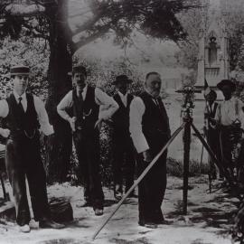 Surveyor George Melrose and his assistants in Devonshire cemetery, no date