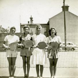 Women's badminton team at Woolloomooloo Children's Playground, Dowling Street Woolloomooloo, circa 1950s