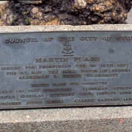 Council of the City of Sydney Plaque for opening of Martin Place, 1995
