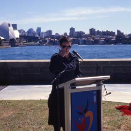 Brenda L Croft launching the Wuganmagulya (Farm Cove) mosaic, Royal Botanic Gardens Sydney, 2000