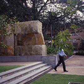 Sandstone and water sculpture by Anita Glesta.