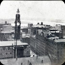 GPO clocktower and rooftops of CBD, Martin Place Sydney, 1910