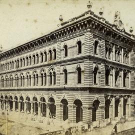 Stage one of the General Post Office building nearing completion, George Street Sydney, 1872