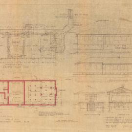 Plan - New building, Air raid shelter and service block, Bourke Road Alexandria, 1943