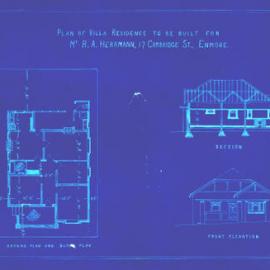 Plan - Villa residence for Mr R A Herrmann, 17 Cambridge Street Enmore, 1929