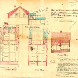 Plan - Additions to existing building, Cottages, 1-3 Elfred Street Paddington, 1925