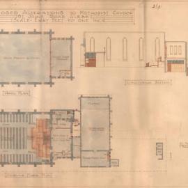 Plan - Alterations to existing building - Methodist Church, St Johns Road Glebe, 1923