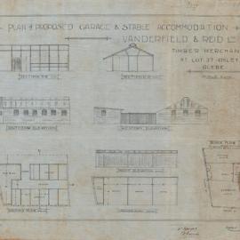 Plan - Alterations to existing building - Garage and stable accommodation, Oxley Street Glebe, 1927