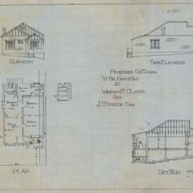 Plan - New building - Cottages, three new brick cottages on Wigram Road Glebe, 1925
